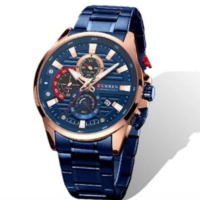 Чоловічий наручний годинник Curren 8415 Blue-Gold