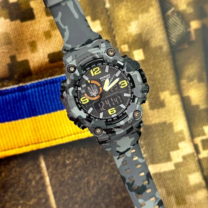 Patriot 002CMGYUASI Тризуб срібло Сірий камуфляж + Коробка.