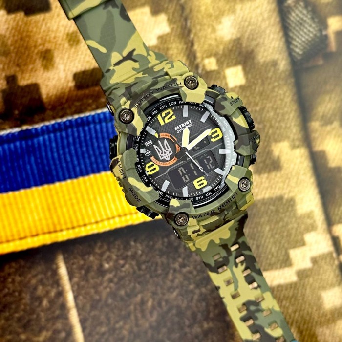 Patriot 002CMGRUASI Тризуб срібло Зелений камуфляж + Коробка.