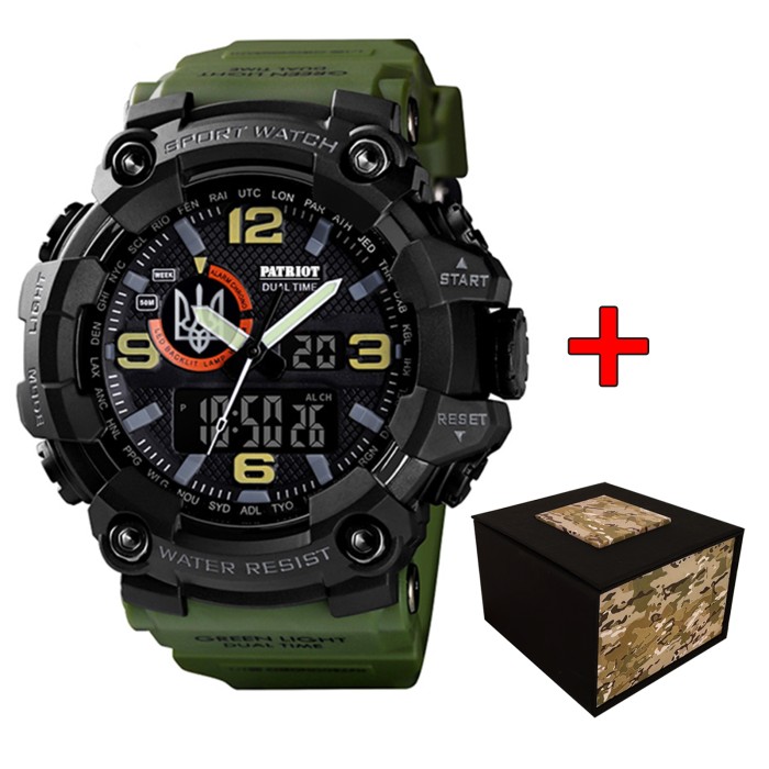 Patriot 002AGUASI Тризуб срібло Зелені + Коробка.