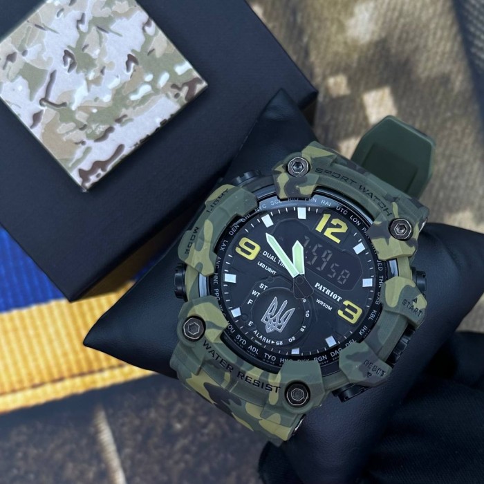 Patriot 004CMGRUASI Тризуб срібло Зелений камуфляж + Коробка.