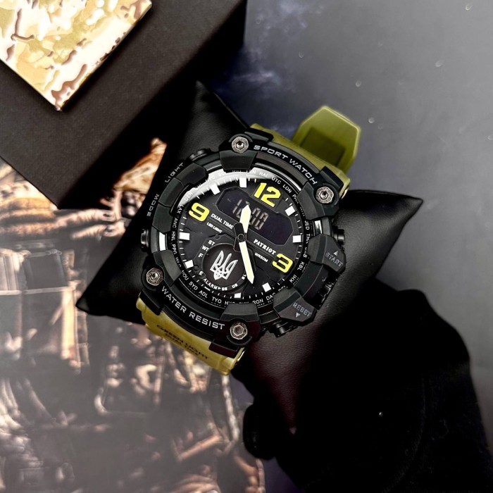 Patriot 004AGUASI Тризуб срібло Зелені + Коробка.