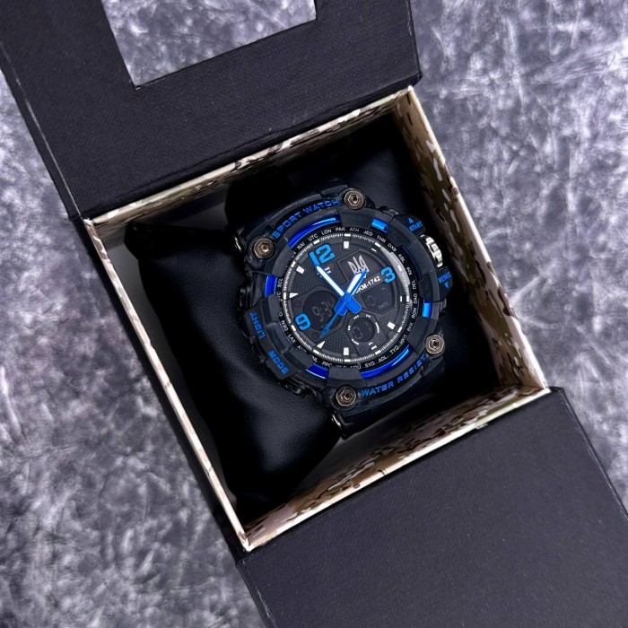 Patriot 006BUUASI Тризуб срібло Чорні з синім + Коробка.