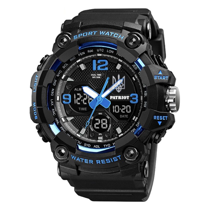 Patriot 006BUUASI Тризуб срібло Чорні з синім + Коробка.