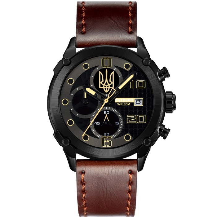 Наручний годинник Patriot 016BKBR Тризуб золото Чорні Кор.