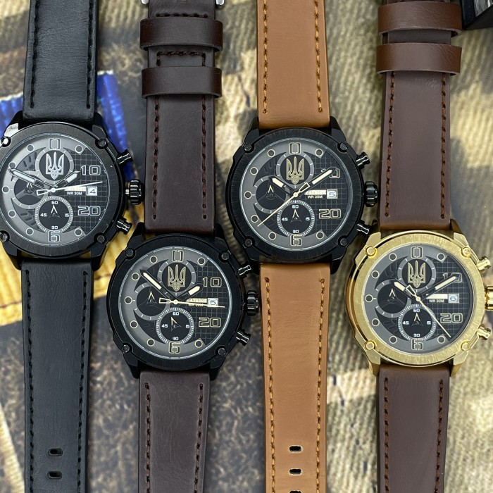 Чоловічий наручний годинник Patriot 016BKGD Тризуб золото