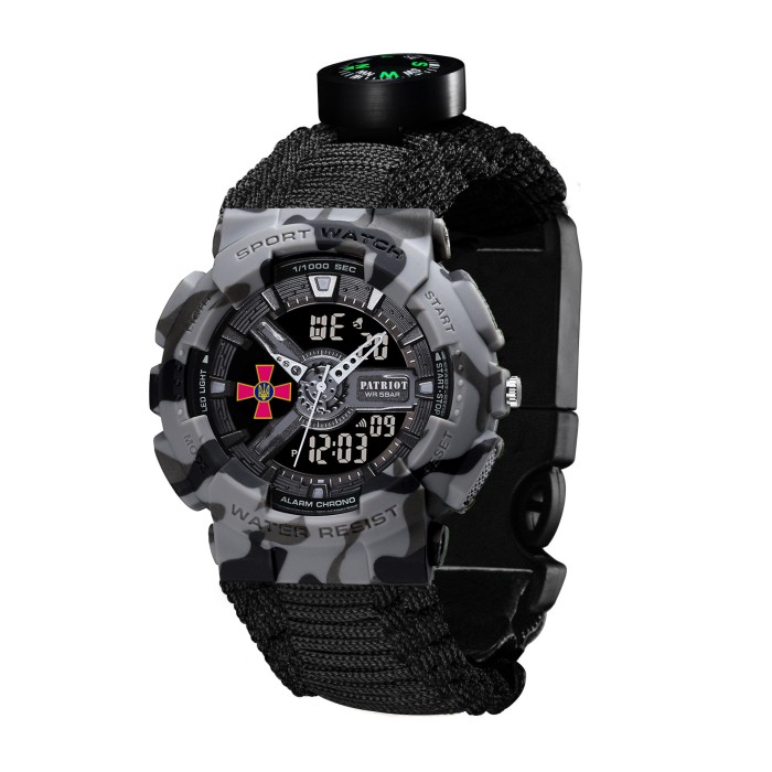 Patriot 005CMGYSU ЗСУ Сірий камуфляж Паракордовий ремінець Black + Коробка