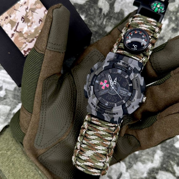 Patriot 005CMGYSU ЗСУ Сірий камуфляж Паракордовий ремінець Camo Green + Коробка.
