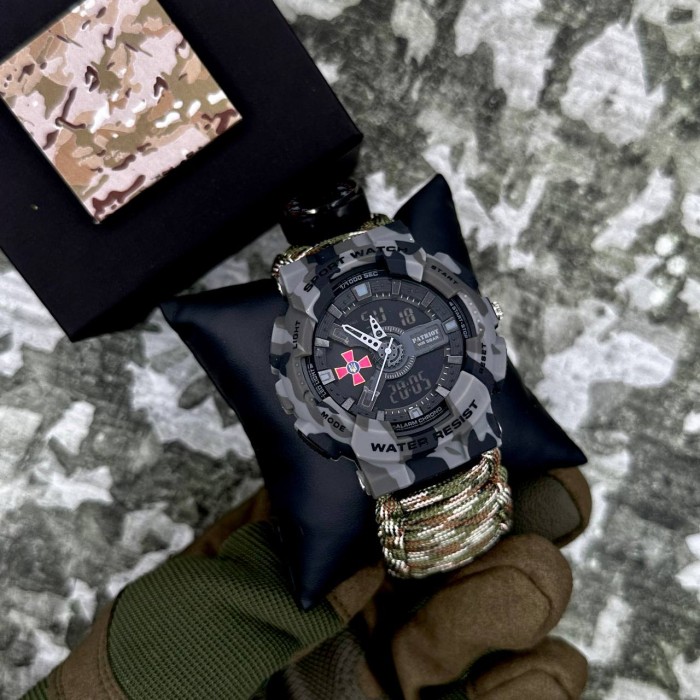 Patriot 005CMGYSU ЗСУ Сірий камуфляж Паракордовий ремінець Camo Green + Коробка.