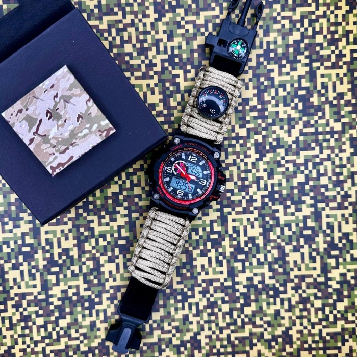 Patriot 012BKRDSU ЗСУ Чорні з червоним Паракордовий ремінець Khaki + Коробка