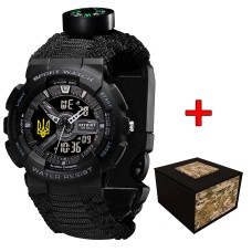 Patriot 005 Тризуб золото Black Паракордовий ремінець Black + Коробка