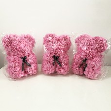 Крайній подарунок: ведмедик з штучніх 3D троянд 25 см. Колир: рожній