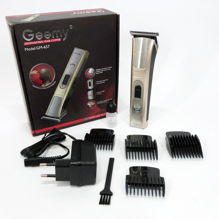 Машинка для стрижки Gemei GM-657 бездротова з комплектом насадок, Перукарські машинки