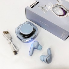 Бездротові навушники TWS T8 PRO з прозорим кейсом Вакуумний LED дисплей Bluetooth 5.3. Колір: блакитний